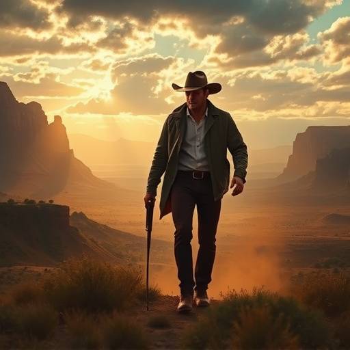 Affiche de la série 'Les Pionniers', un western moderne captivant avec des paysages à couper le souffle